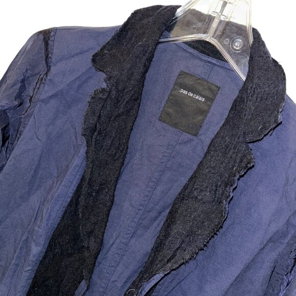 pas de calais blue black 2 piece textured washed wool top jacket S FRENC… - Picture 7 of 8